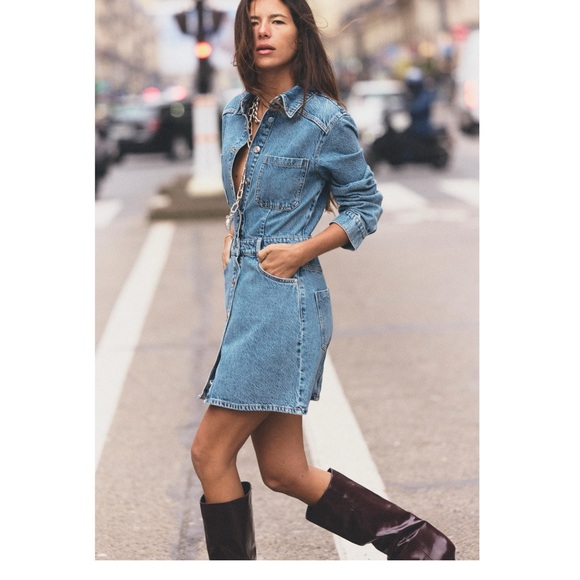 🙋🏼‍♀️SOLD 🎉ZARA DENIM BUTTON-UP DRESS - Picture 5 of 11